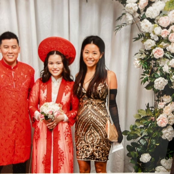 Black Gold Sequins Spaghetti Straps Dress - Picture 5 of 5